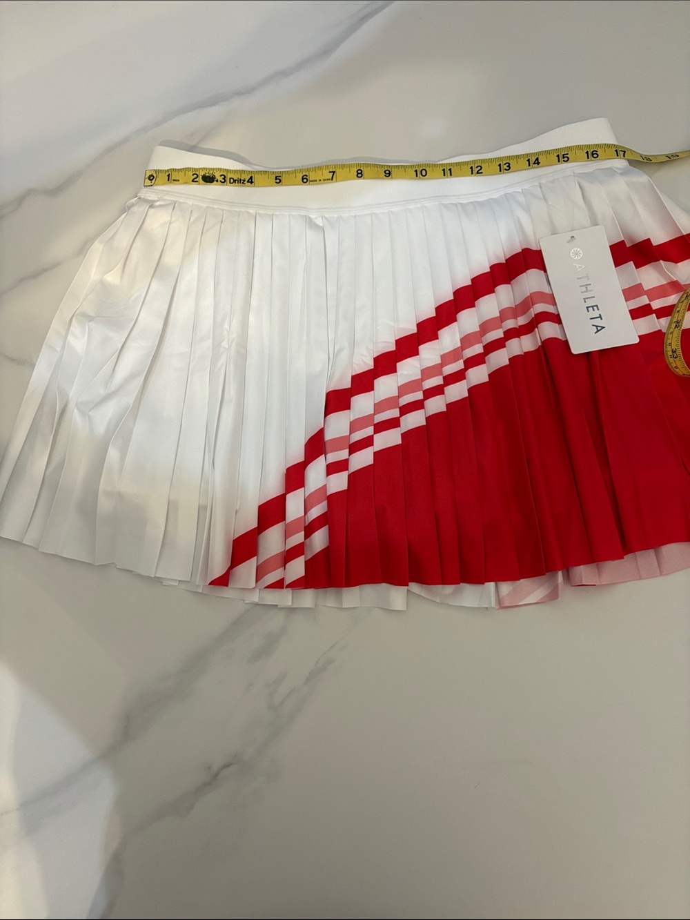 Athleta White and Red Pleated Athletic Skirt